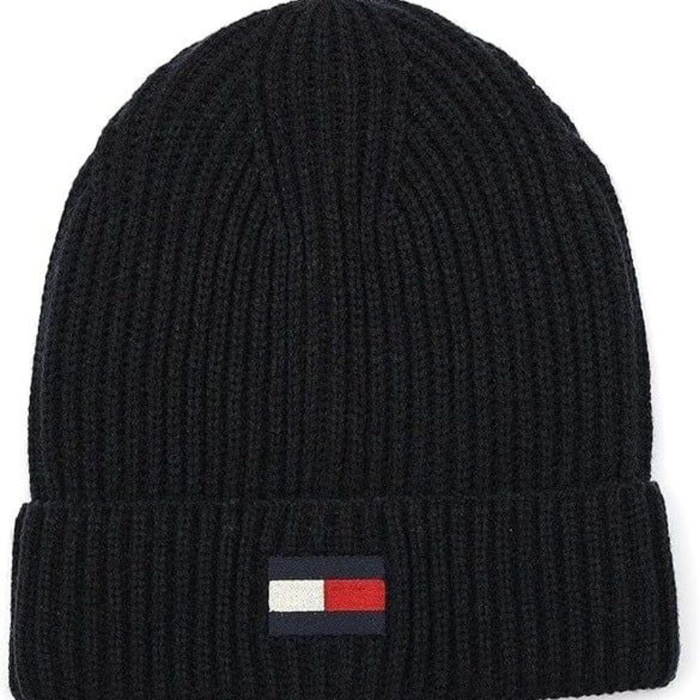 【NEW】Tommy Hilfiger Men's Fisherman Rib Flag Embroidery Cuff Hat
